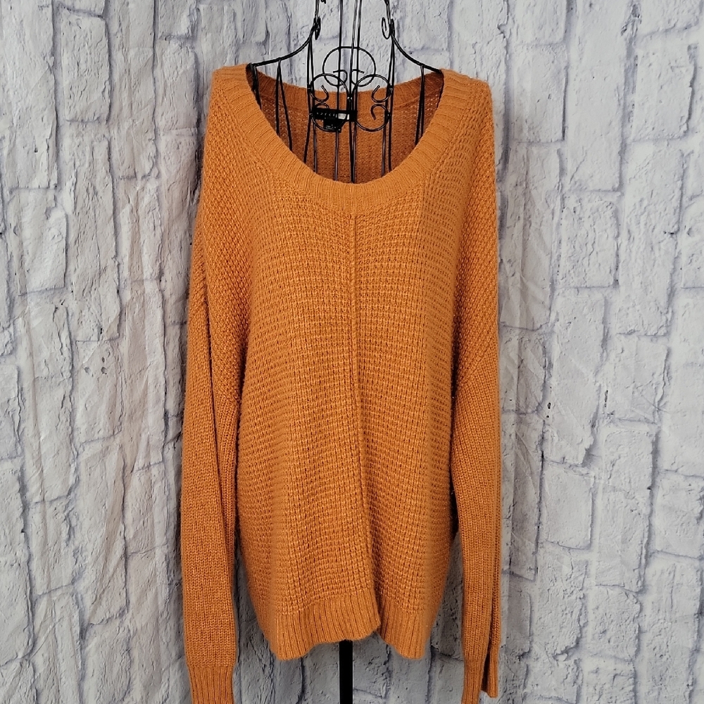 Sanctuary Orange Waffle Knit Oversized Sweater Size Large